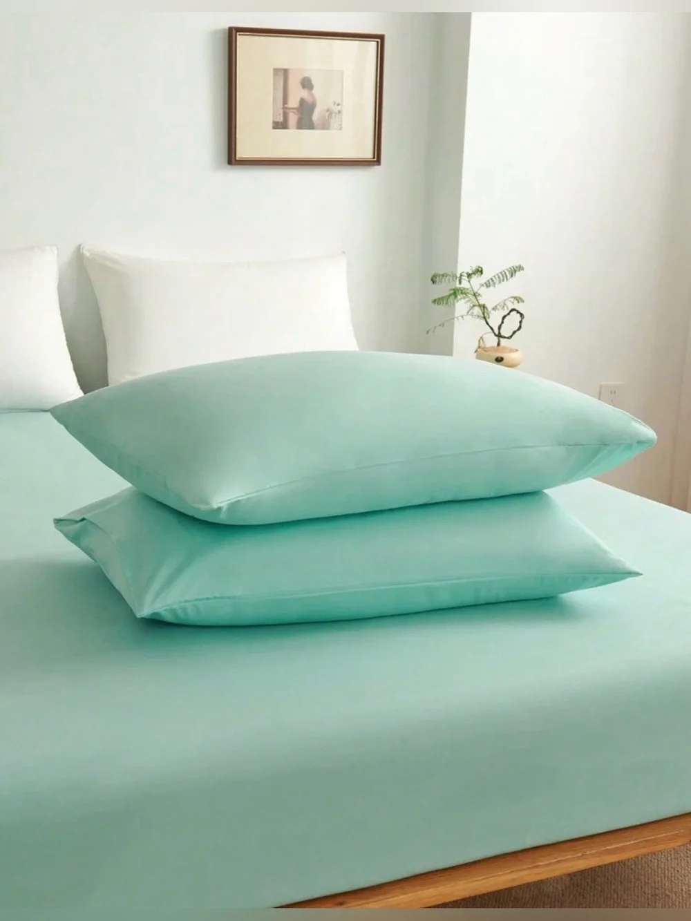 Mint Microfiber Pillowcase Pair — Soft Breathable Pillow Covers